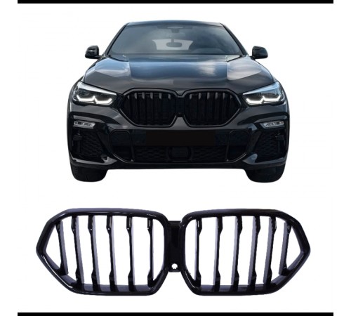 BMW X6 G06 juodos blizgios grotelės 